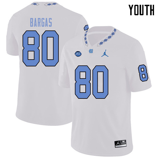 Jordan Brand Youth #80 Jake Bargas North Carolina Tar Heels College Football Jerseys Sale-White